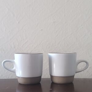 Heath Ceramics White Mugs with Tan Base - Pair